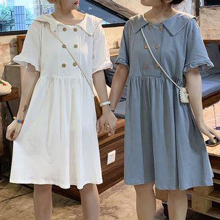 Double-breasted Lapel Short-sleeve Dress