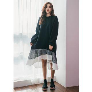 Ruffle-hem Midi Sweatshirt Dress
