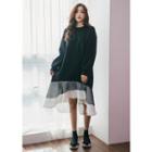 Ruffle-hem Midi Sweatshirt Dress