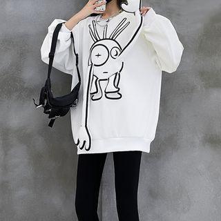 3d-accent Cartoon Print Sweatshirt