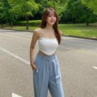 Chain-strap Triangle-hem Crop Top