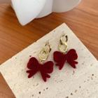 Bow Dangle Earring 1 Pair - Gold & Red - One Size