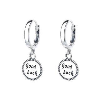 Sterling Silver Lettering Drop Earring 044fr - 1 Pair - 925 Silver - Silver - One Size