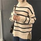Striped Turtleneck Loose-fit Sweater