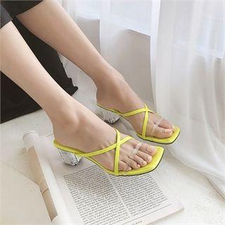 Cross-strap Block-heel Mules