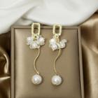 Faux Pearl Flower Drop Earring E1176 - 1 Pair - Gold - One Size