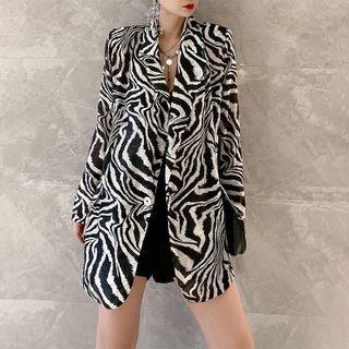 Zebra Print Blazer Black & White - One Size