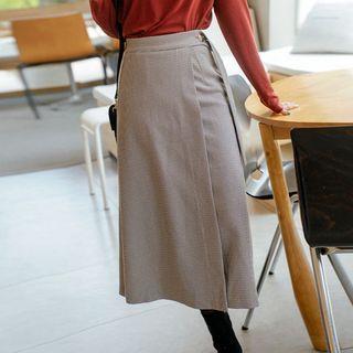 Plus Size Houndstooth Long Wrap Skirt