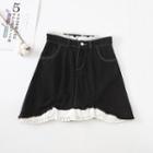 Paneled Mini A-line Denim Skirt