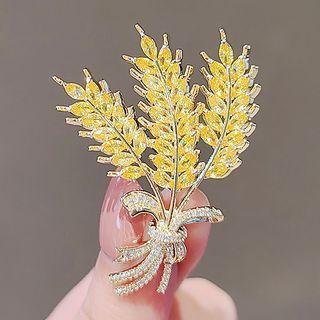 Wheat Rhinestone Alloy Brooch Ly2013 - Yellow - One Size