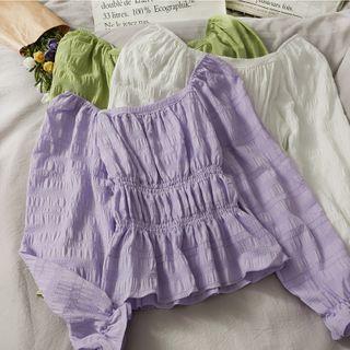 Off-shoulder Ruched Peplum Top
