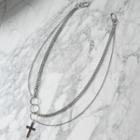 Cross Pendant Layered Necklace White - One Size