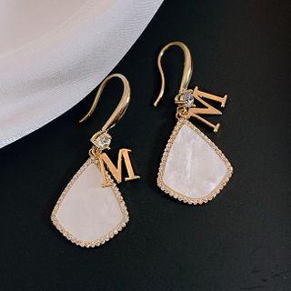 Rhinestone Alloy Letter M Dangle Earring 1 Pair - Earring - M - White - One Size