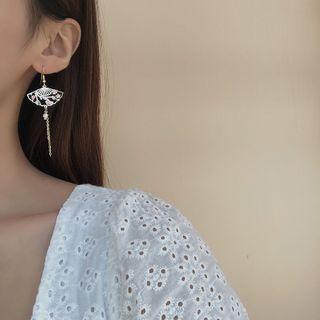 Fan Alloy Faux Pearl Dangle Earring