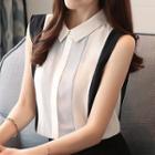 Contrast Color Sleeveless Blouse