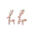 Simple Fashion Plated Rose Gold Deer Stud Earrings Rose Gold - One Size