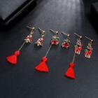 Non-matching Christmas Tree Tasseled Drop Earring