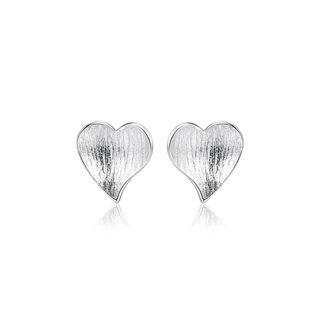 Sterling Silver Simple Sweet Heart Stud Earrings Silver - One Size