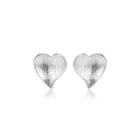 Sterling Silver Simple Sweet Heart Stud Earrings Silver - One Size