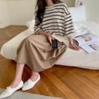 Mock Two-piece Stripe Sweatshirt Dress Ivory - One Size