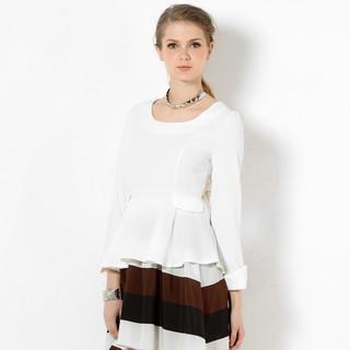 Cuffed Long-sleeve Peplum Top