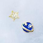 Non-matching 925 Sterling Silver Planet & Star Earring Gold & Blue - One Size
