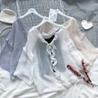 Chiffon Ruffled-trim Lace-up Jacket