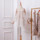 Long-sleeve Of Shoulder Mini Sheer Dress
