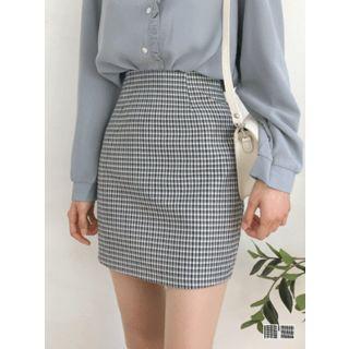 Checked H-line Miniskirt