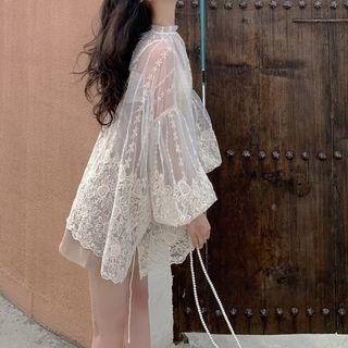 Set: Lace Cover-up + Crop Camisole Almond - One Size