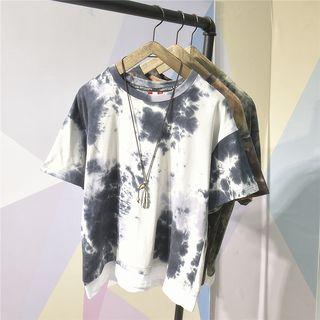 Short-sleeve Mock Two-piece Print T-shirt