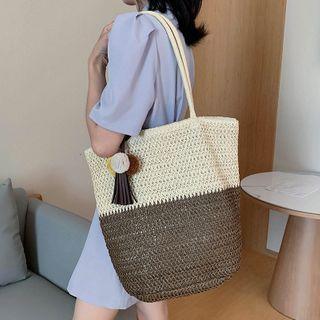 Two-tone Woven Tote Bag