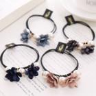 Flower Fabric Faux Pearl Hair Tie