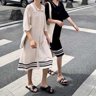 Striped Loose-fit Short-sleeve Knit Dress