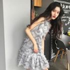 Feather-accent Halter Shift Dress
