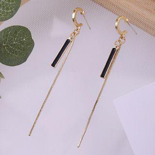 Alloy Bar & Chain Fringed Earring 1 Pair - 925 Silver Needle Earrings - One Size