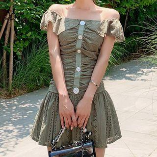 Eyelet Lace Off-shoulder Mini A-line Dress