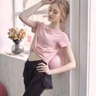 Short-sleeve Twist Cropped Sports T-shirt