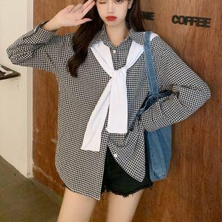 Set: Gingham Shirt + Shawl