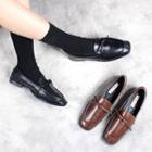 Faux Leather Square-toe Loafers