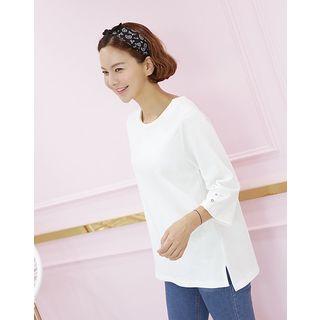 Buttoned 3/4-sleeve T-shirt