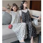 Short-sleeve T-shirt / Spaghetti Strap Pattern Dress