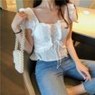 Lace-up Short-sleeve Slim-fit Top