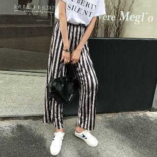 Striped Corduroy Wide-leg Pants