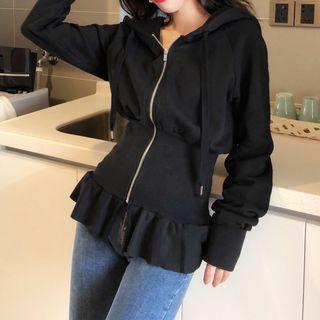 Hooded Frilled Zip Jacket