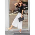 Plus Size Elasticized-waist Cropped Wide-leg Pants