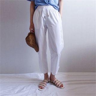 Round-hem Drawstring-waist Pants