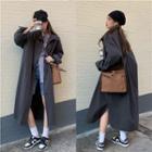 Plain Trench Coat Gray - One Size