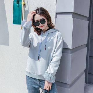 Lace Trim Drawstring Hoodie