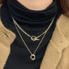 Geometric Pendant Layered Necklace Gold - One Size
